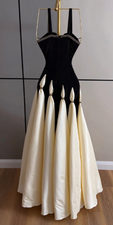 Black Prom Dress A-Line Satin Long Evening Dress ED11122