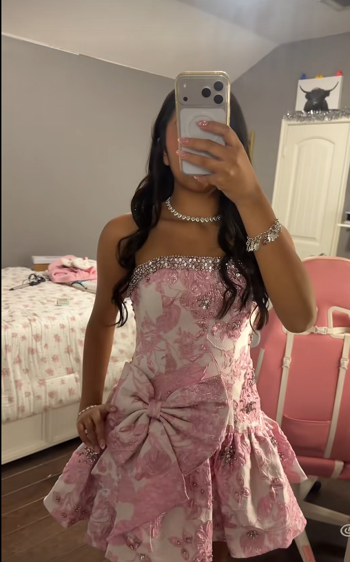 Pink Satin Short Homecoming Dress Strapless A-Line Birthday Party Dress ED11123