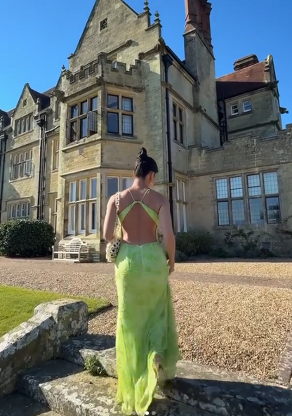 Green Beaded Prom Dress Sheath Chiffon Long Evening Dress ED11127
