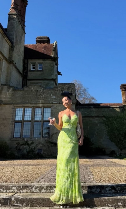 Green Beaded Prom Dress Sheath Chiffon Long Evening Dress ED11127