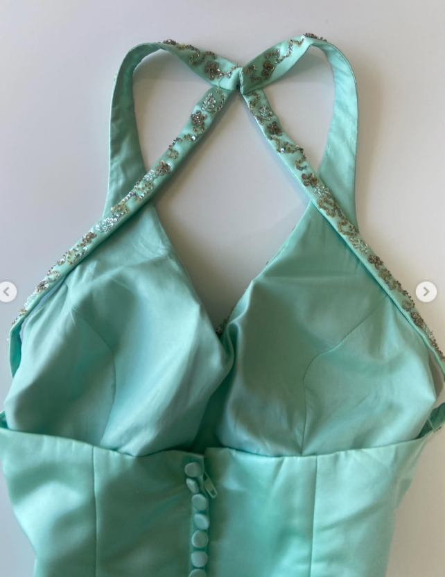 Tiffany Blue Prom Dress Sheath Satin Long Evening Dress ED11128