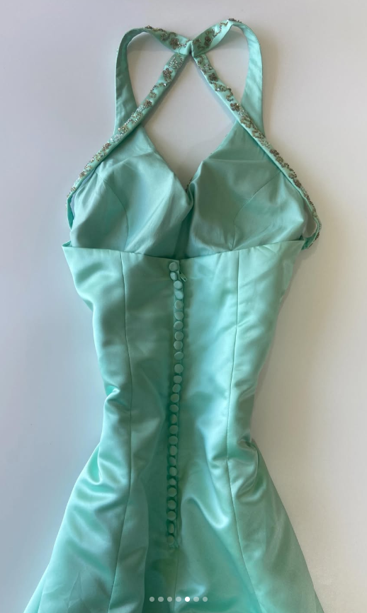 Tiffany Blue Prom Dress Sheath Satin Long Evening Dress ED11128