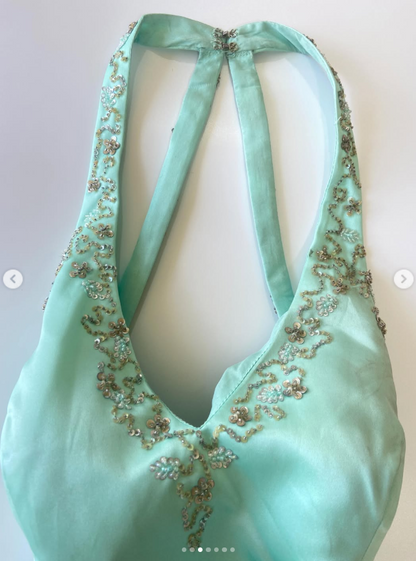 Tiffany Blue Prom Dress Sheath Satin Long Evening Dress ED11128