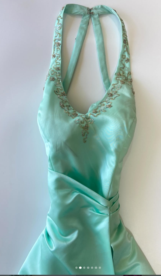Tiffany Blue Prom Dress Sheath Satin Long Evening Dress ED11128
