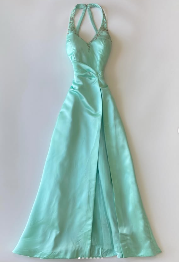 Tiffany Blue Prom Dress Sheath Satin Long Evening Dress ED11128