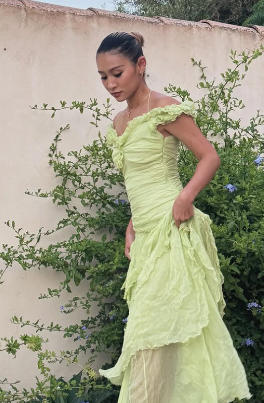 Green Prom Dress Sheath Chiffon Long Evening Dress ED11129