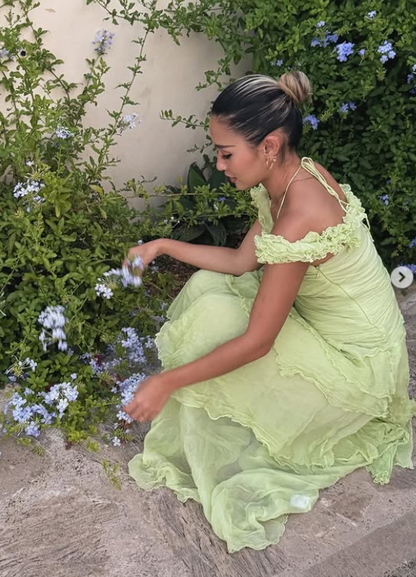 Green Prom Dress Sheath Chiffon Long Evening Dress ED11129