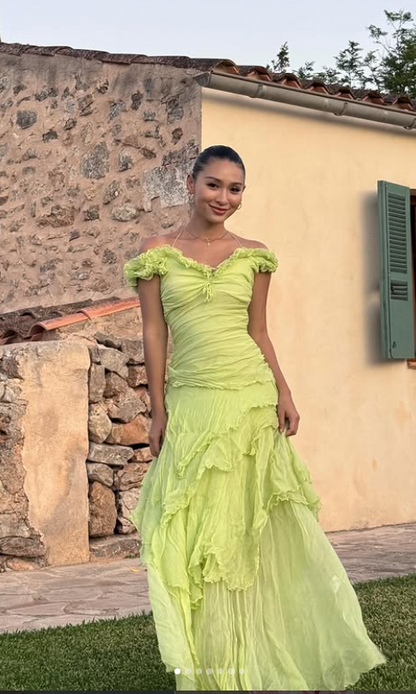 Green Prom Dress Sheath Chiffon Long Evening Dress ED11129