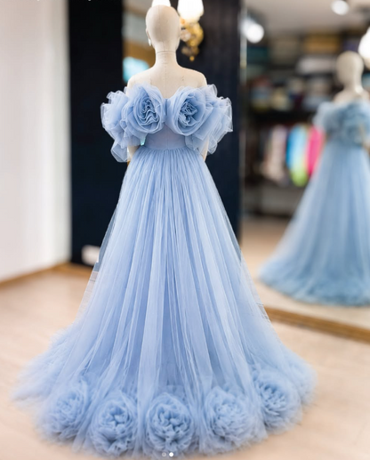 Blue Prom Dress Sheath Chiffon Long Evening Dress ED11131