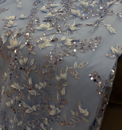 Blue Prom Dress Sheath Tulle Long Evening Dress ED11132