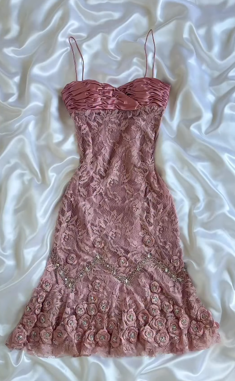 Pink Short Homecoming Dress Sheath Lace Birthday Dress ED11137
