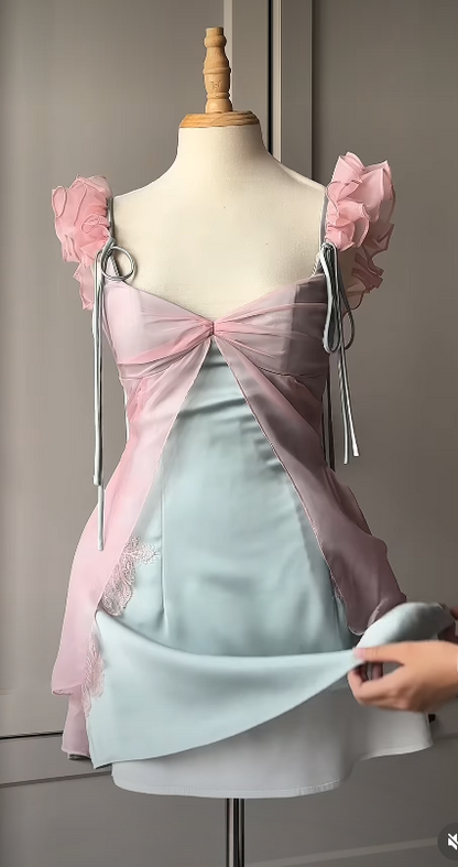 Pink Short Homecoming Dress A-Line Chiffon Birthday Dress ED11138