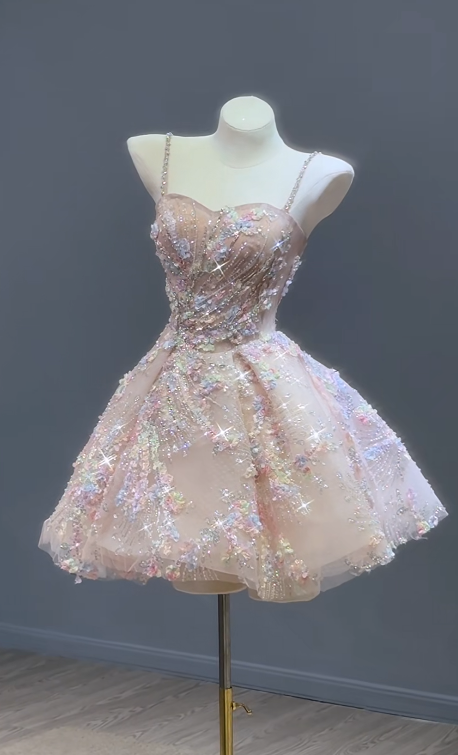 Pretty Pink Short Homecoming Dress A-Line Tulle Birthday Party Dress ED11142
