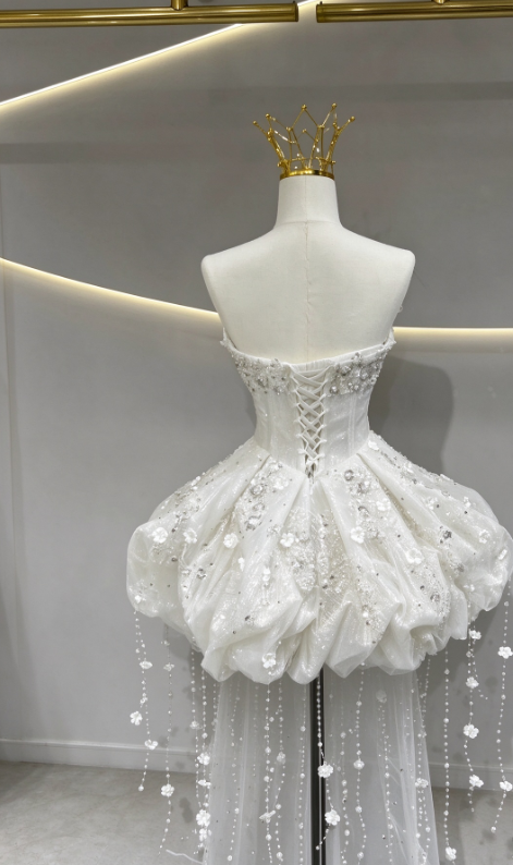Pretty White Short Homecoming Dress Sheath Tulle Birthday Party Dress ED11146