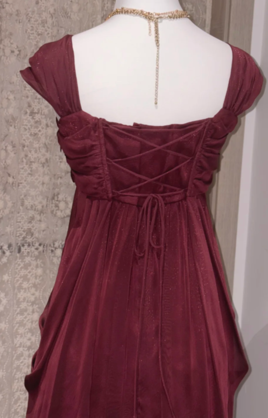 Pretty Burgundy Short Homecoming Dress Sheath Chiffon Birthday Party Dress ED11147