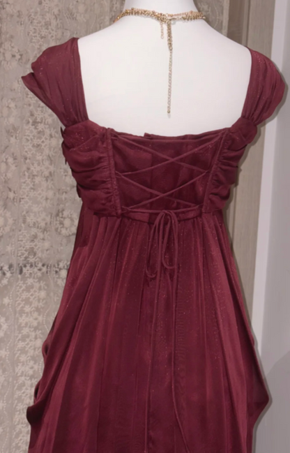 Pretty Burgundy Short Homecoming Dress Sheath Chiffon Birthday Party Dress ED11147