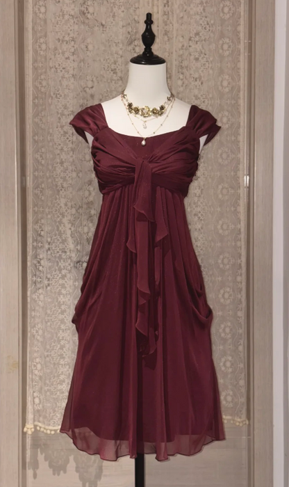 Pretty Burgundy Short Homecoming Dress Sheath Chiffon Birthday Party Dress ED11147