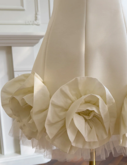 Jolie robe de bal courte blanche, coupe fourreau en mousseline, robe de fête d'anniversaire ED11150