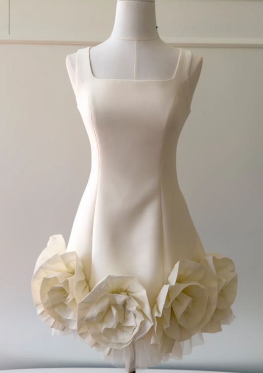 Jolie robe de bal courte blanche, coupe fourreau en mousseline, robe de fête d'anniversaire ED11150
