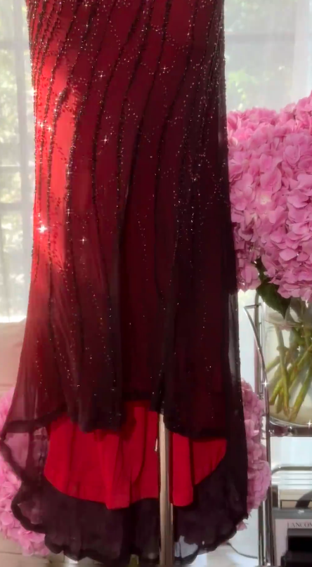 Pretty Burgundy Beaded Prom Dress Sheath Chiffon Long Evening Dress ED11152