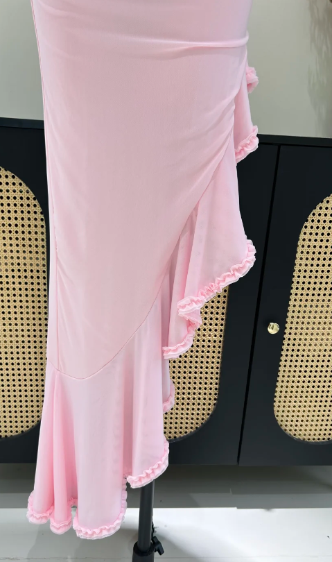Pretty Pink Prom Dress Sheath Chiffon Long Evening Dress ED11154