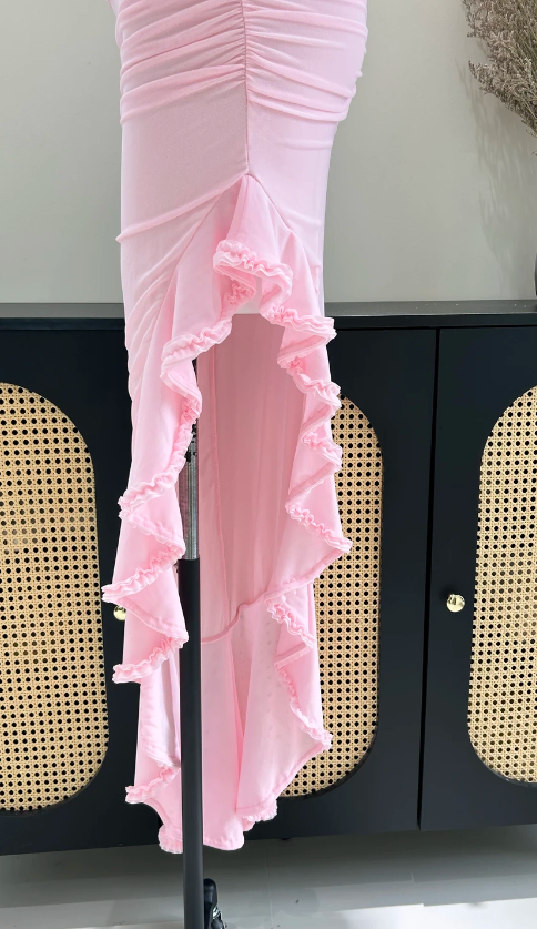 Pretty Pink Prom Dress Sheath Chiffon Long Evening Dress ED11154