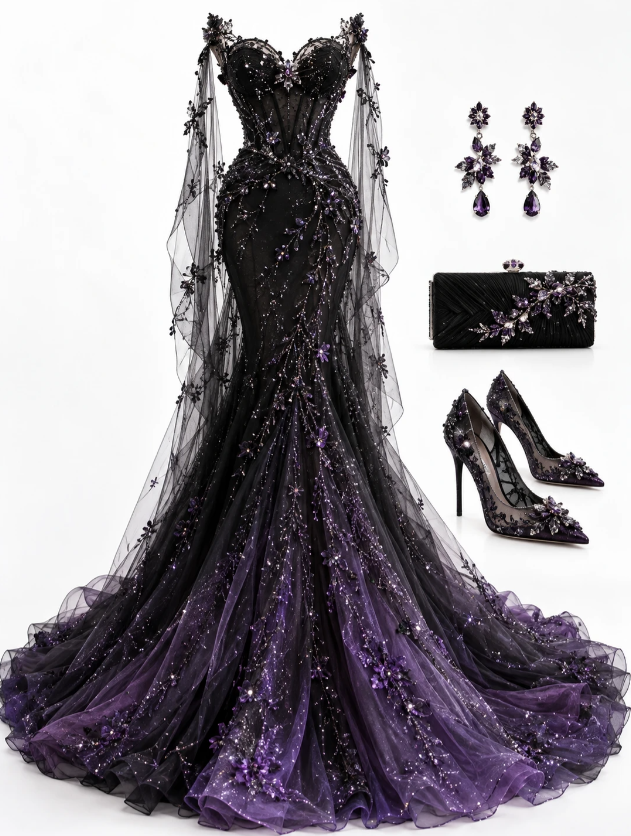 Pretty Purple Prom Dress Sheath Tulle Long Evening Dress ED11161