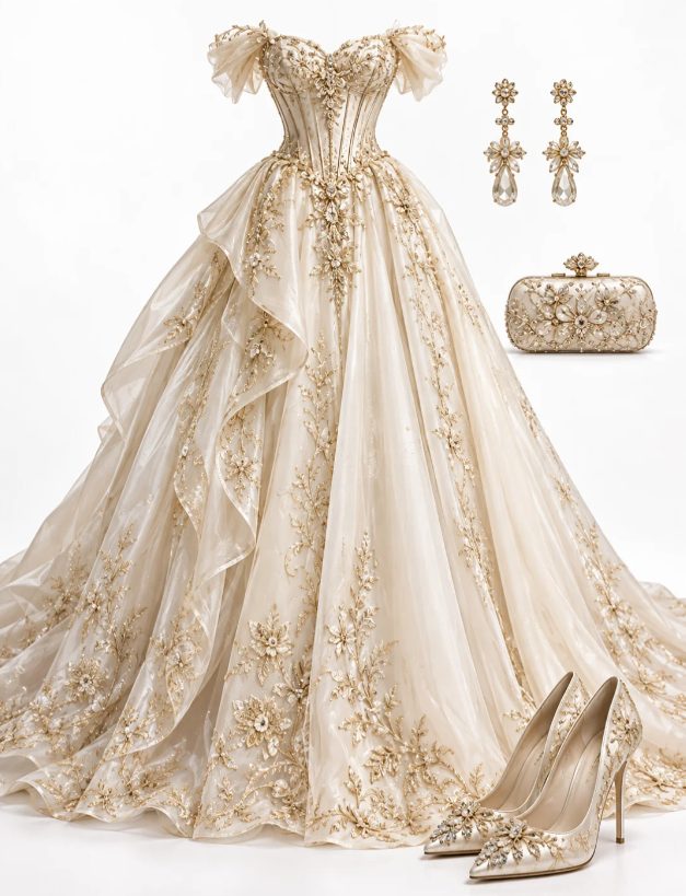 Pretty Champagne Prom Dress A-Line Tulle Long Evening Dress ED11163