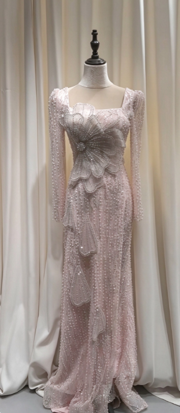 Pretty Pink Prom Dress Sheath Tulle Long Evening Dress ED11169