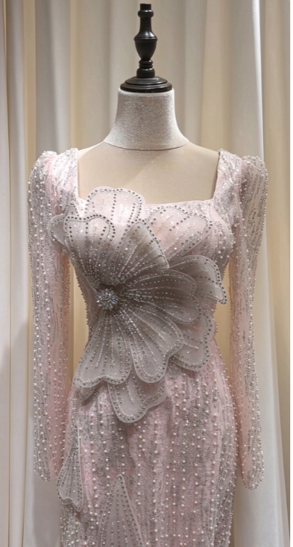 Pretty Pink Prom Dress Sheath Tulle Long Evening Dress ED11169