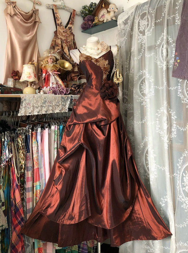 Pretty Rust Red Prom Dress A-Line Satin Long Evening Dress ED11170