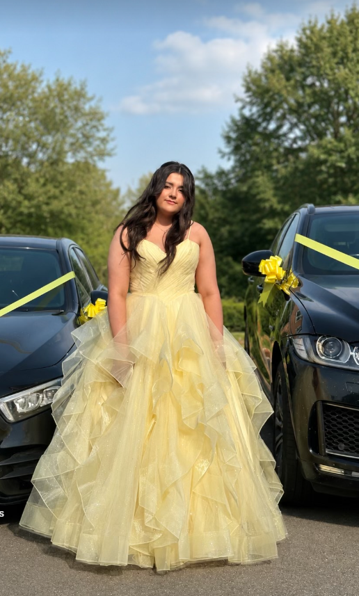 Chic Yellow Prom Dress A-Line Tulle Long Evening Dress ED11185