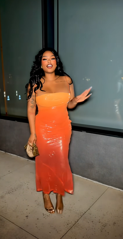 Chic Orange Prom Dress Sheath Satin Long Evening Dress ED11204
