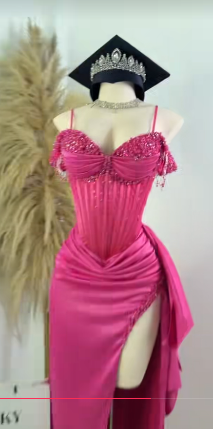 Chic Hot Pink Prom Dress Sheath Satin Long Evening Dress ED11210