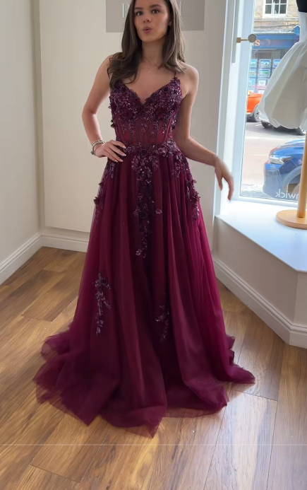 Chic Plum Prom Dress A-Line Chiffon Long Evening Dress ED11213