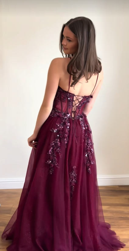 Chic Plum Prom Dress A-Line Chiffon Long Evening Dress ED11213
