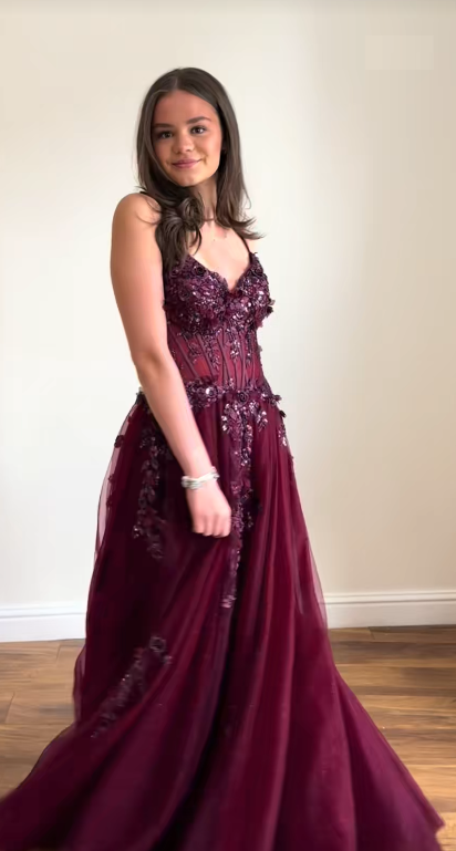 Chic Plum Prom Dress A-Line Chiffon Long Evening Dress ED11213
