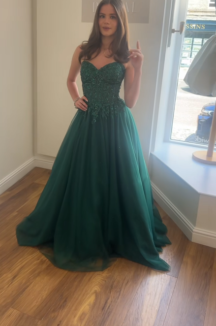 Chic Dark Green Prom Dress A-Line Tulle Long Evening Dress ED11216