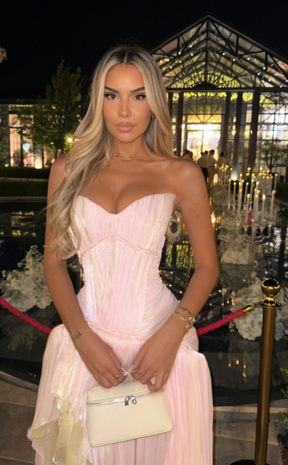 Chic Pink Prom Dress Sheath Chiffon Long Evening DressED11223