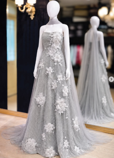 Chic Grey Prom Dress A-Line Tulle Long Evening Dress ED11237