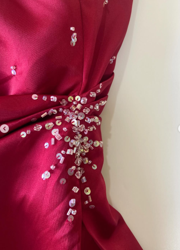 Chic Red Prom Dress Sheath Satin Long Evening Dress ED11238