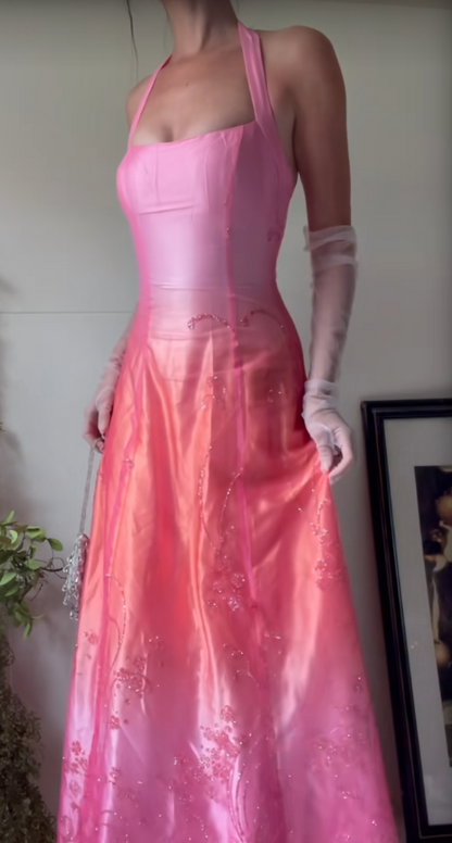 Glam Pink Prom Dress A-Line Tulle Long Evening Dress ED11248