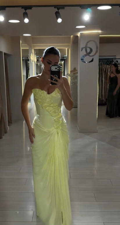 Glam Yellow Prom Dress Sheath Chiffon Long Evening Dress ED11251