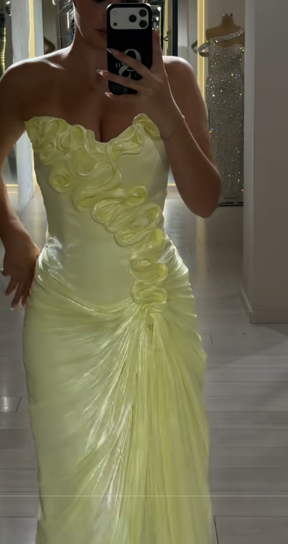 Glam Yellow Prom Dress Sheath Chiffon Long Evening Dress ED11251