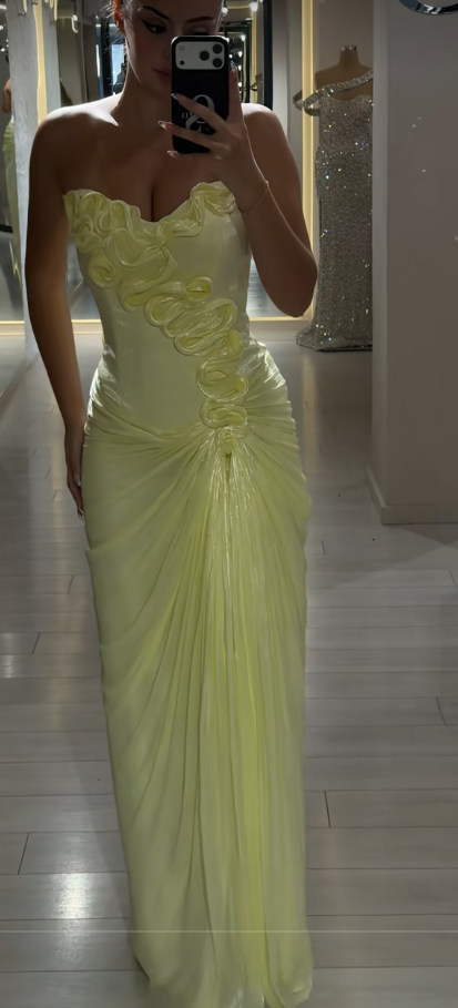 Glam Yellow Prom Dress Sheath Chiffon Long Evening Dress ED11251