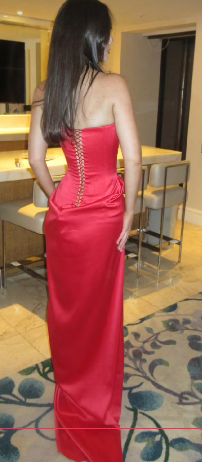 Glam Red Prom Dress Sheath Satin Long Evening Dress ED11259