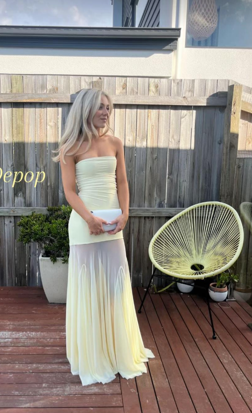 Glam Yellow Prom Dress Sheath Chiffon Long Evening Dress ED11260