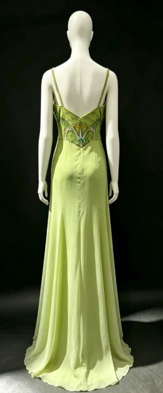 Glam Green Beaded Prom Dress Sheath Chiffon Long Evening Dress ED11262