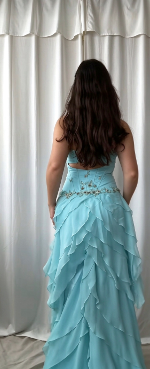 Glam Tiffany Blue Prom Dress Sheath Chiffon Long Evening Dress ED11266