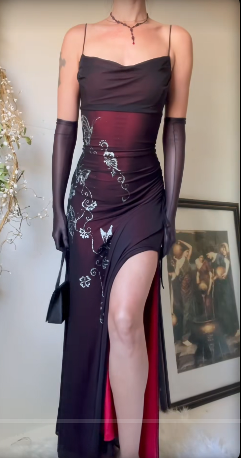 Glam Red Prom Dress Sheath Chiffon Long Evening Dress ED11267